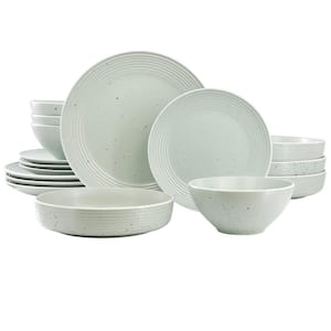 Emilia 16-Piece Double Bowl Stoneware Dinnerware Set Service For 4 in Light Green