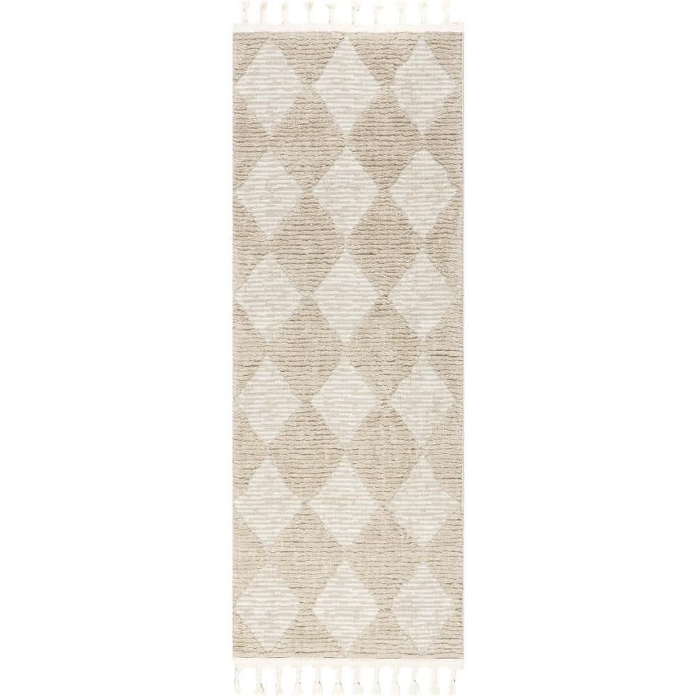 Aylin Diamond Tasseled Beige 3 ft. x 10 ft. Indoor Runner Rug price history on PriceWatchPro
