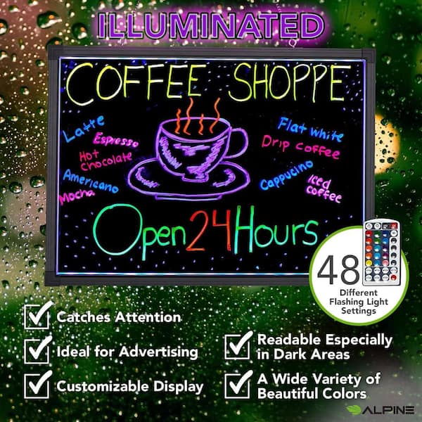 28 in. x 20 in. LED Illuminated Hanging Message Writing Board
