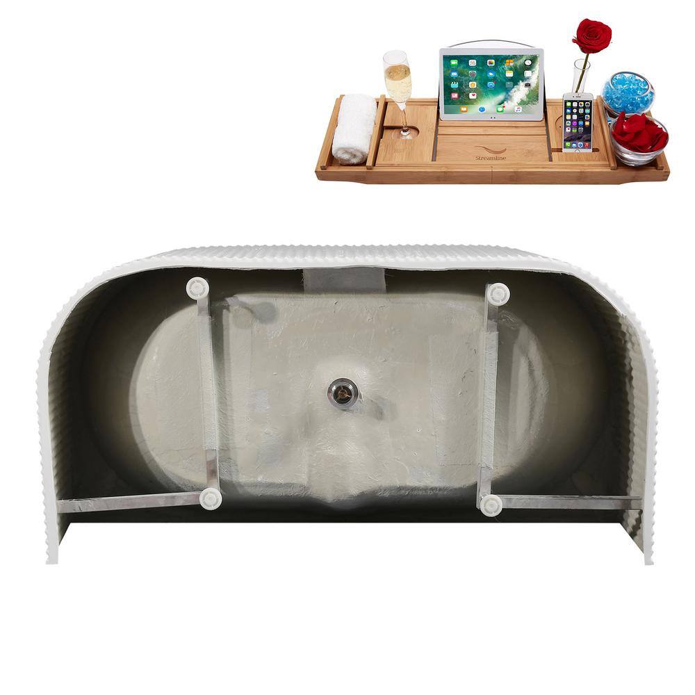 58.5" Glossy White Acrylic Freestanding Double Slipper Tub