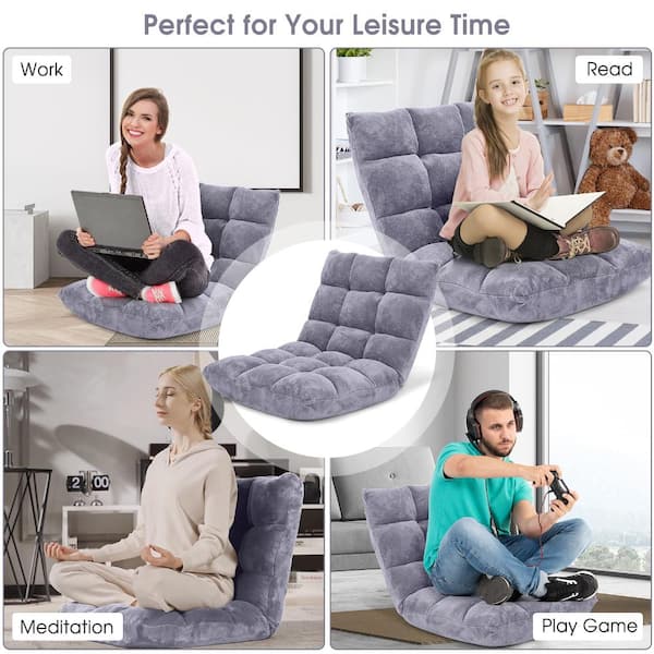 Bunpeony Adjustable Floor Chair 14-Position 99-180 Deg. Backrest