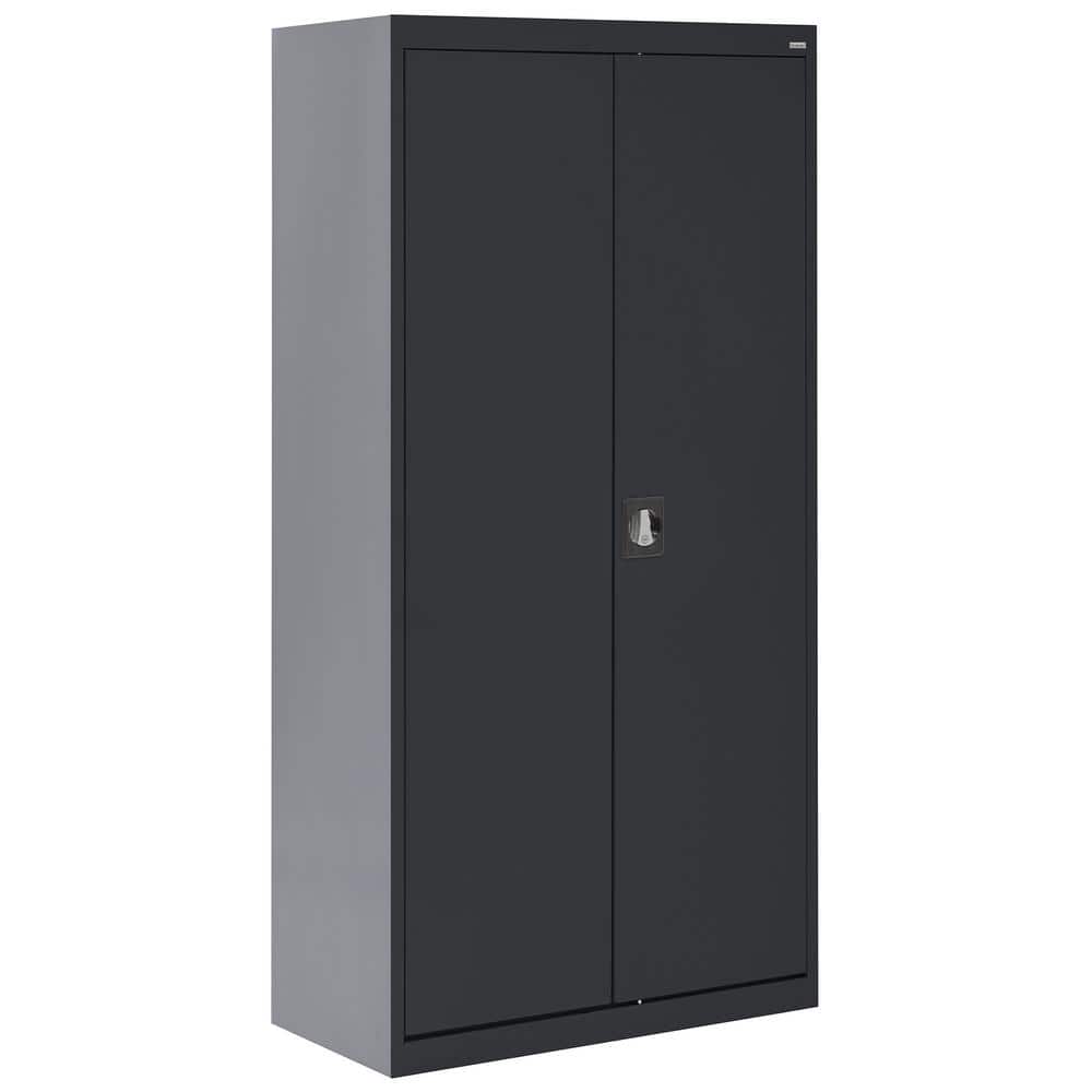 Sandusky Welded ( 36 in. W x 72 in. H x 24 in. D ) Steel Wardrobe Freestanding Cabinet in Black -  EAWR362472-09
