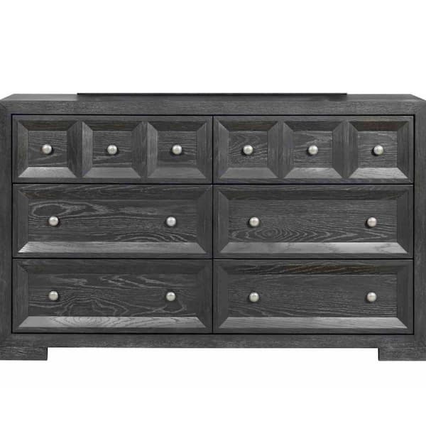 Belisent Weathered Black 6-Drawer 62 in. Wide Dresser