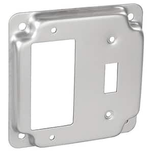 4 in. W Steel Metallic 2-Gang Exposed Work Square Cover (1) Toggle/(1) Duplex, Raised 1/2 in. (1-Pack)