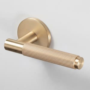 Taylor Champagne Gold Knurled Hall/Closet Interior Door Handle with Round Rosette and Concealed Screws (Passage)