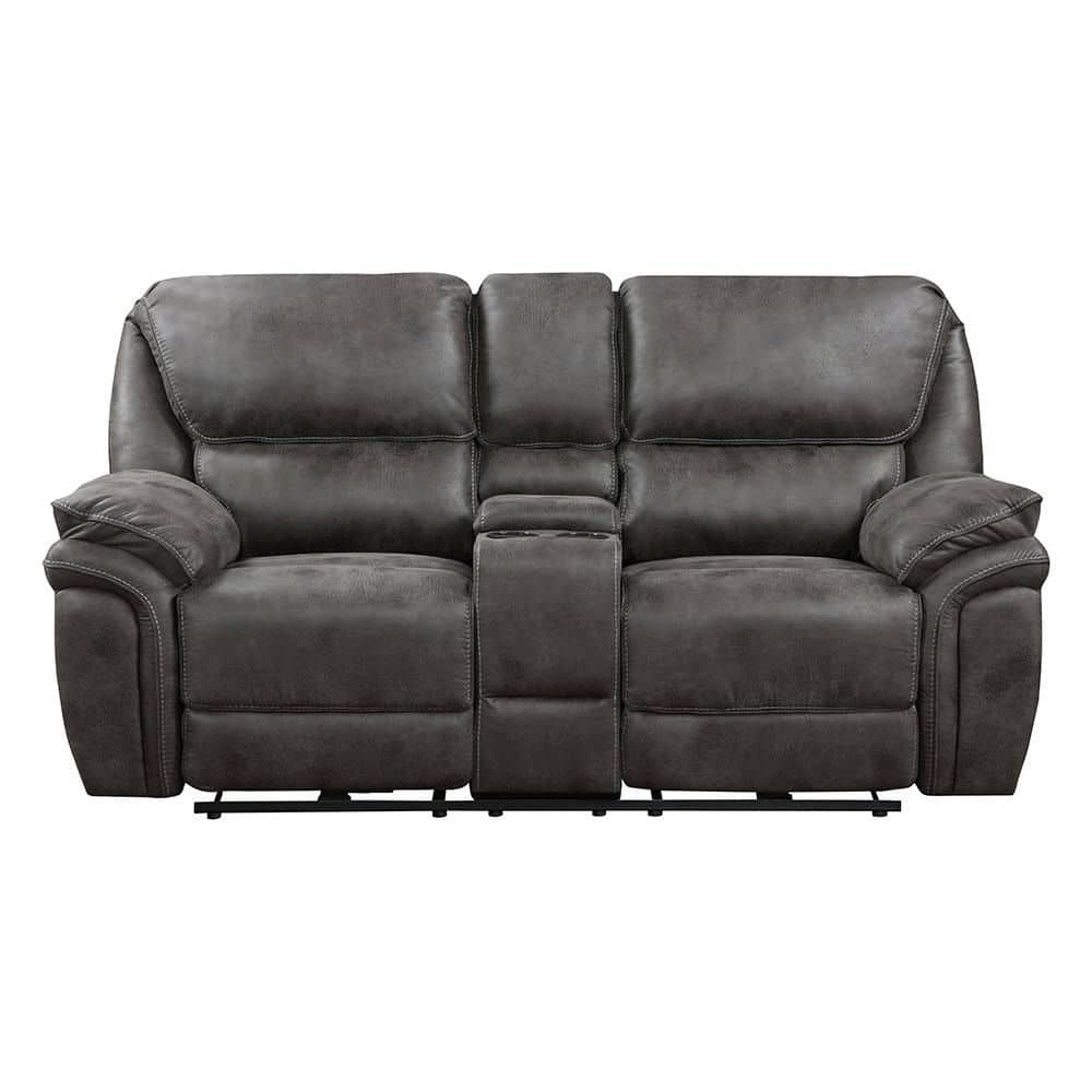 Lazzara Arlo 79.5 in. W Gray Microfiber Power Double Reclining