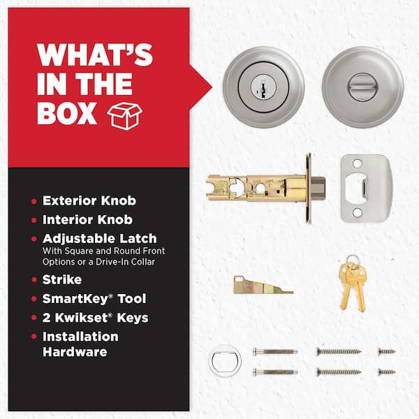 Kwikset Juno Satin Nickel Entry Door Knob Featuring SmartKey
