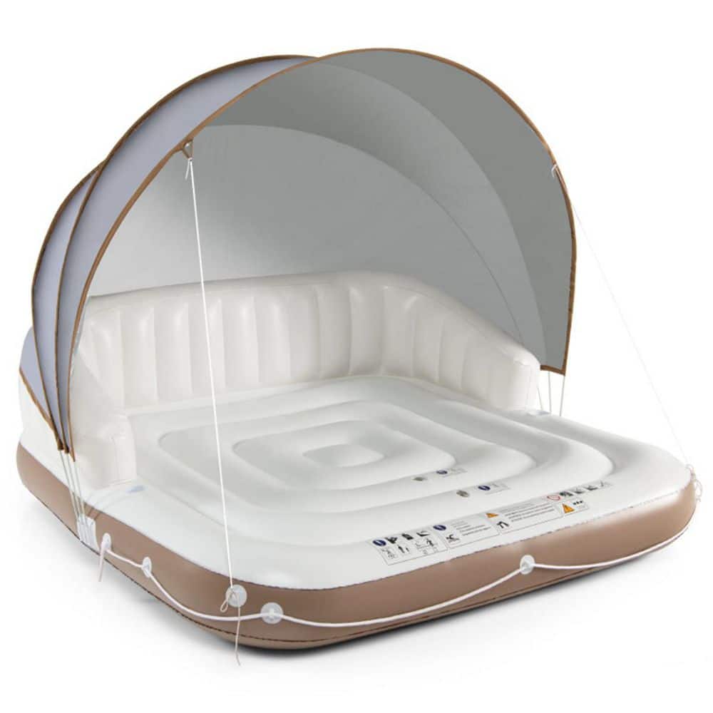 OGETFUUR White 6 ft. x 6 ft. Rectangular 25 in. Deep Inflatable Pool ...