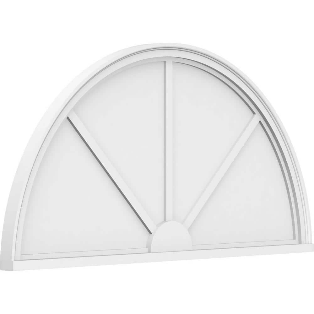 Ekena Millwork 2 in. x 54 in. x 27 in. Half Round 3-Spoke Architectural Grade PVC Pediment Moulding, Unfinished PVC -  PEDPS054X270HRO03