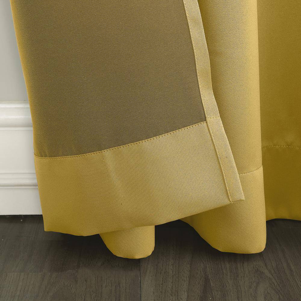 Flax Gold Room Darkening Polyester Rod Pocket Curtain Panel