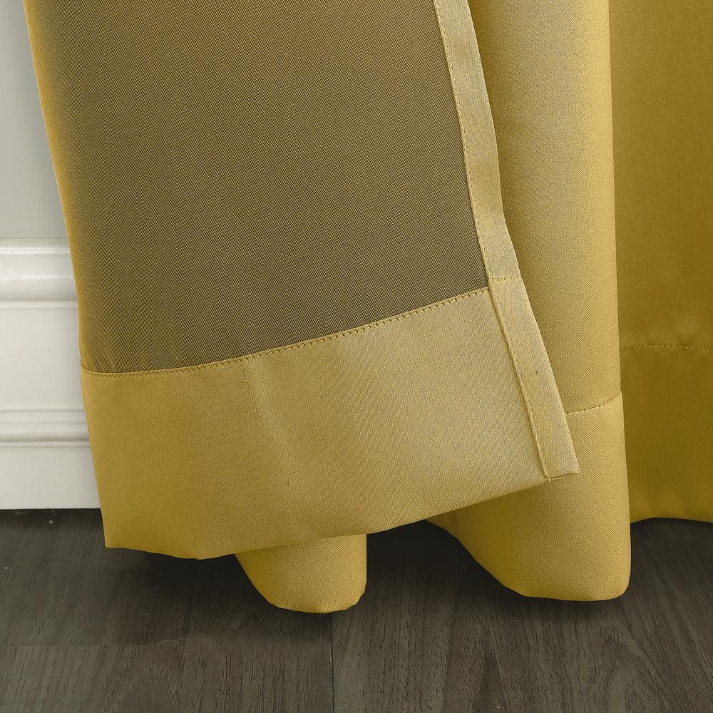 Flax Yellow Room Darkening Rod Pocket Curtain Panel