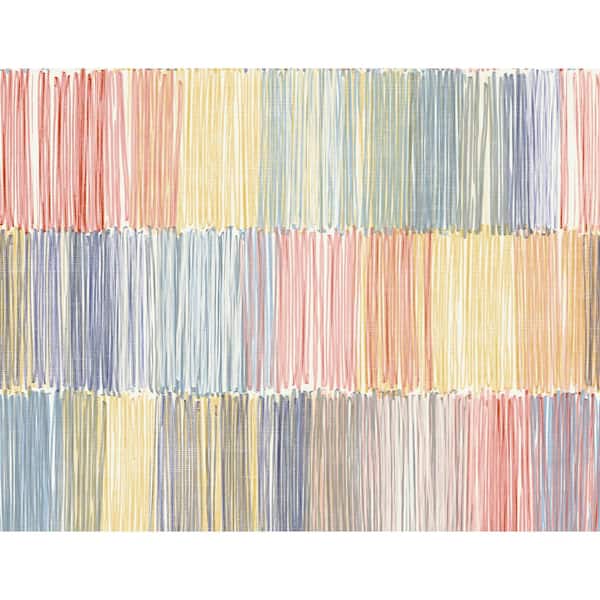 LILLIAN AUGUST 60.75 sq. ft. Coastal Haven Summer Sky Arielle Abstract Stripe Embossed Vinyl Unpasted Wallpaper Roll