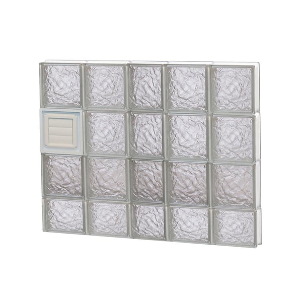 Clearly Secure 36.75 in. x 29 in. x 3.125 in. Frameless Ice Pattern Glass Block Window with Dryer Vent