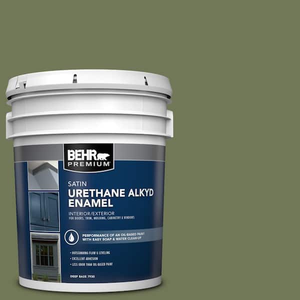 BEHR PREMIUM 5 gal. #BIC-56 Jalapeno Urethane Alkyd Satin Enamel Interior/Exterior Paint