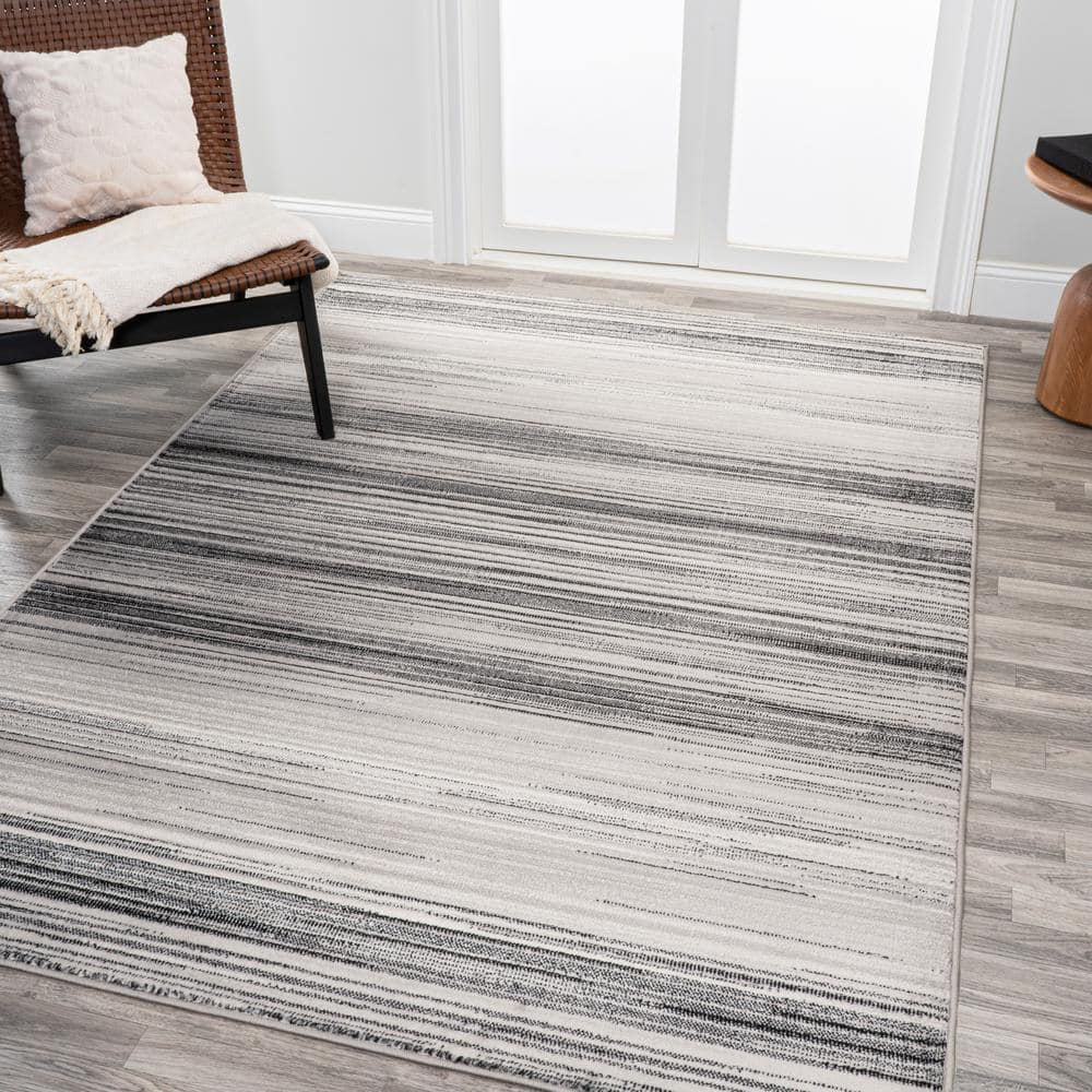 JONATHAN Y Austin Gray/Black 4 ft. x 6 ft. Gradient Striped Area Rug