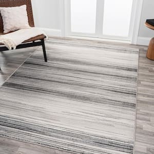 Austin Gray/Black 4 ft. x 6 ft. Gradient Striped Area Rug