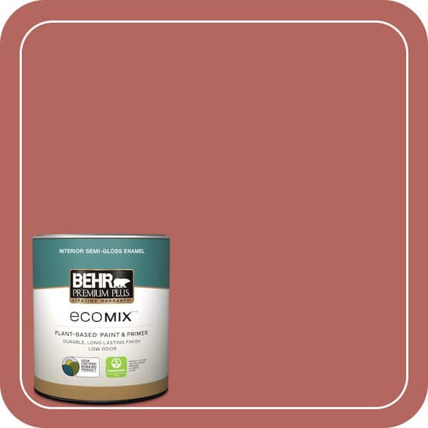 1 qt. #180D-6 Mineral Red Semi-Gloss Enamel EcoMix Plant-Based Interior Paint & Primer