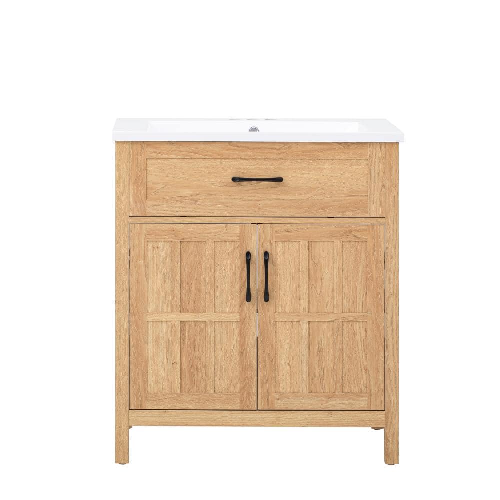 30 in. W Wood Freestanding Bath Vanity with White Ceramic Top Sink,with Adjustable Shelf, Cabinet Door price history on PriceWatchPro