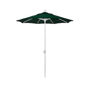 6 ft. Matted White Aluminum Market Patio Umbrella with Crank and Tilt in Forest Green Sunbrella