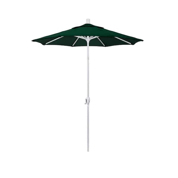California Umbrella 6 ft. Matted White Aluminum Market Patio Umbrella with Crank and Tilt in Forest Green Sunbrella
