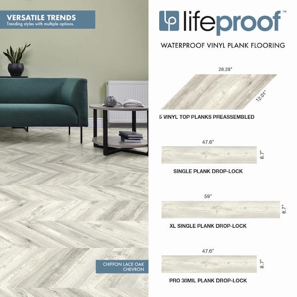 Chiffon Lace Oak 22 MIL x 8.7 in. W x 59 in. L Click Lock Waterproof Luxury Vinyl Plank Flooring (25 sq. ft./Case)
