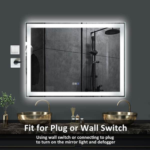 Boyel Living 36 in. x 48 H Frameless Rectangular LED Light Bathroom Vanity Mirror KFM44836SF2 The Home Depot