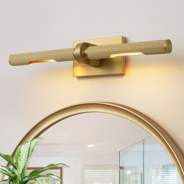 Natalie 24 in. 2-Light Brass Vanity Light Bar with Rotatable