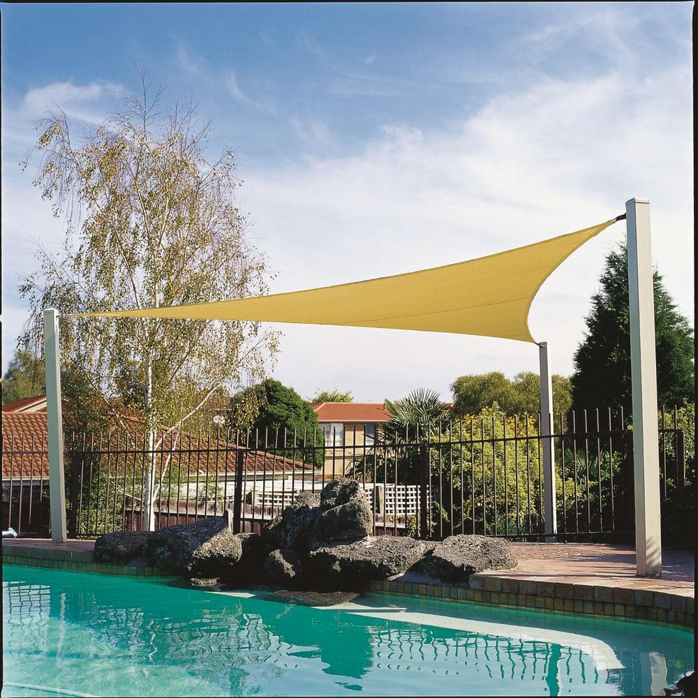 Coolaroo Coolhaven 15 ft. x 12 ft. x 9 ft. Right Triangle Sahara Shade Sail  with Kit 473976 - The Home Depot