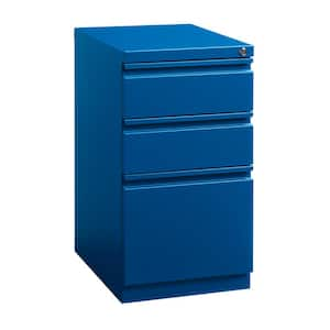 20 in. D 3-Drawer Classic Blue Steel Letter Width 15 in. W Mobile Pedestal File Cabinet, Box-Box-File