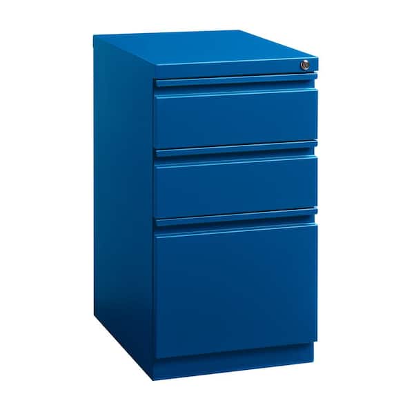 Hirsh 20 in. D 3-Drawer Classic Blue Metal Letter Width 15 in. W Mobile Pedestal File Cabinet Box-Box-File