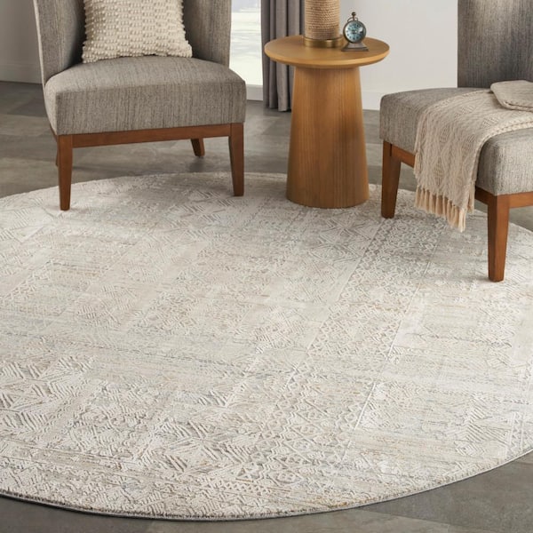 Nyle Ivory Multicolor 8 ft. x 8 ft. Vintage Persian Round Area Rug