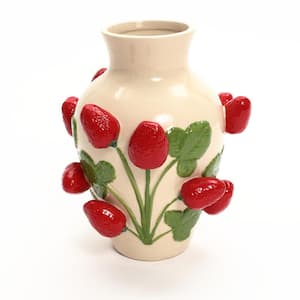 11 in. Multi-Colored Ceramic Round Vase