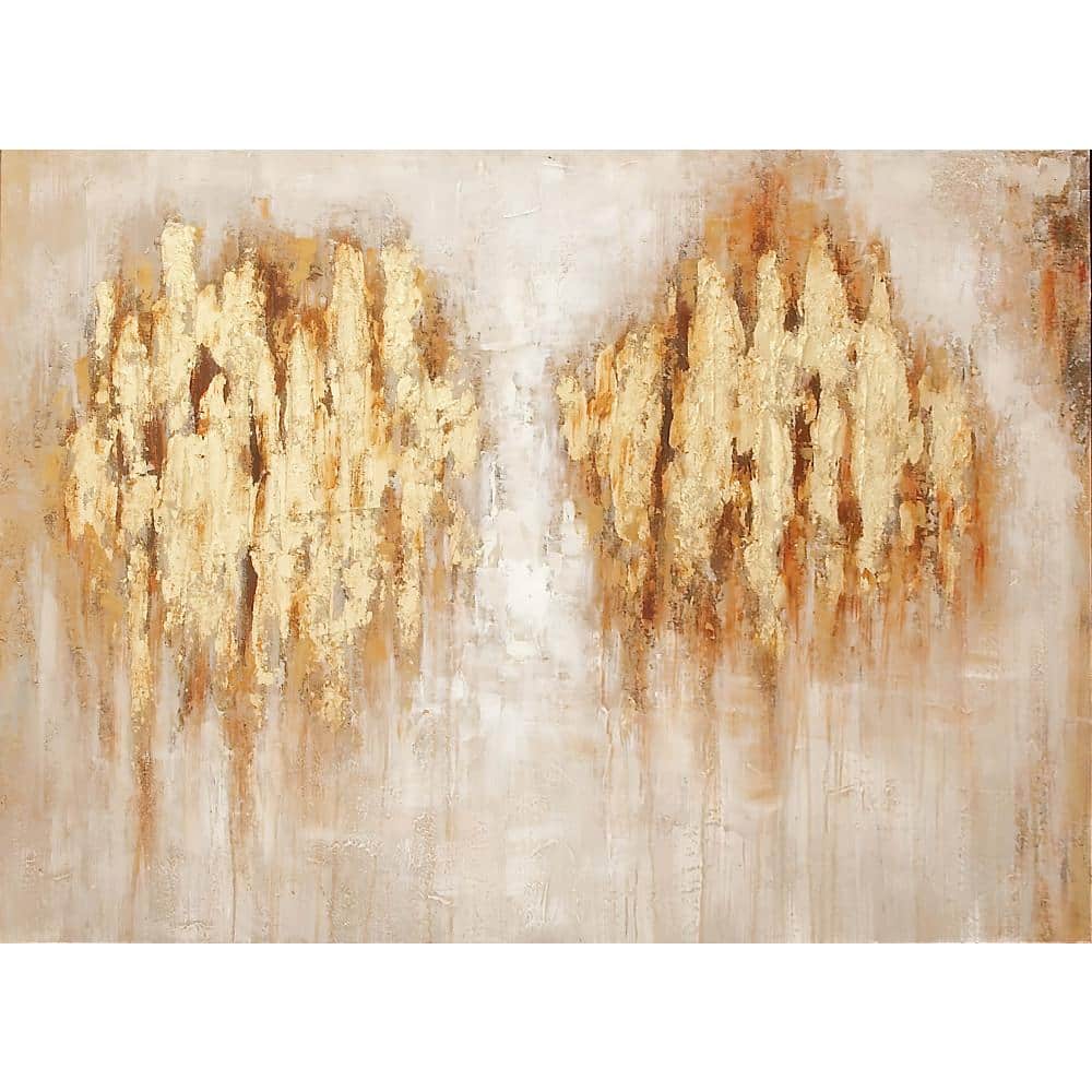 Golden Abstract Landscape Canvas Art in Thin Frame