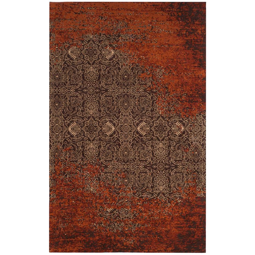 Rust and Brown Flat Woven Rectangular Area Rug