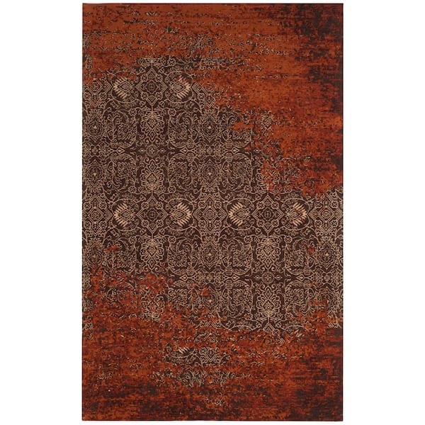 SAFAVIEH Classic Vintage Rust/Brown 5 ft. x 8 ft. Floral Distressed Area Rug