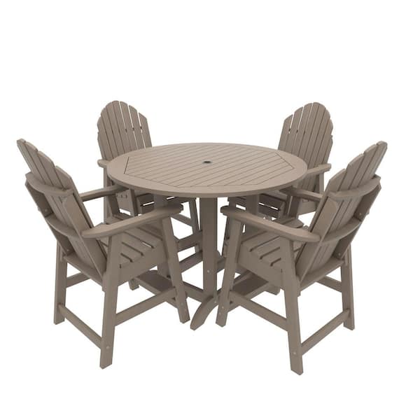 Highwood The Sequoia Professional Commercial Grade 5-Piece Muskoka Adirondack Dining Set in Counter Height with 48 in. Table