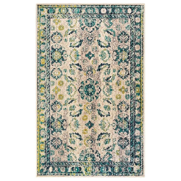 SUPERIOR Corlie Ivory 7 ft. 10in. x 10 ft. Modern Floral Polypropylene Area Rug