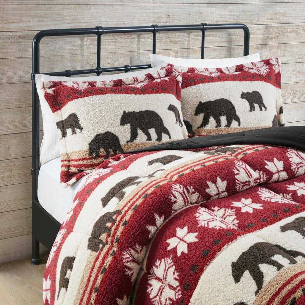 Full Red Reversible Down Alternative Microfiber Comforter Set