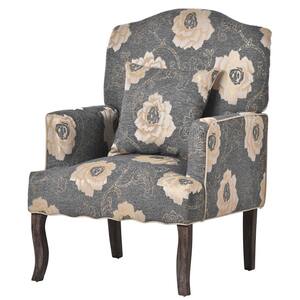 Flower Linen Fabric Arm Chair with Pillow