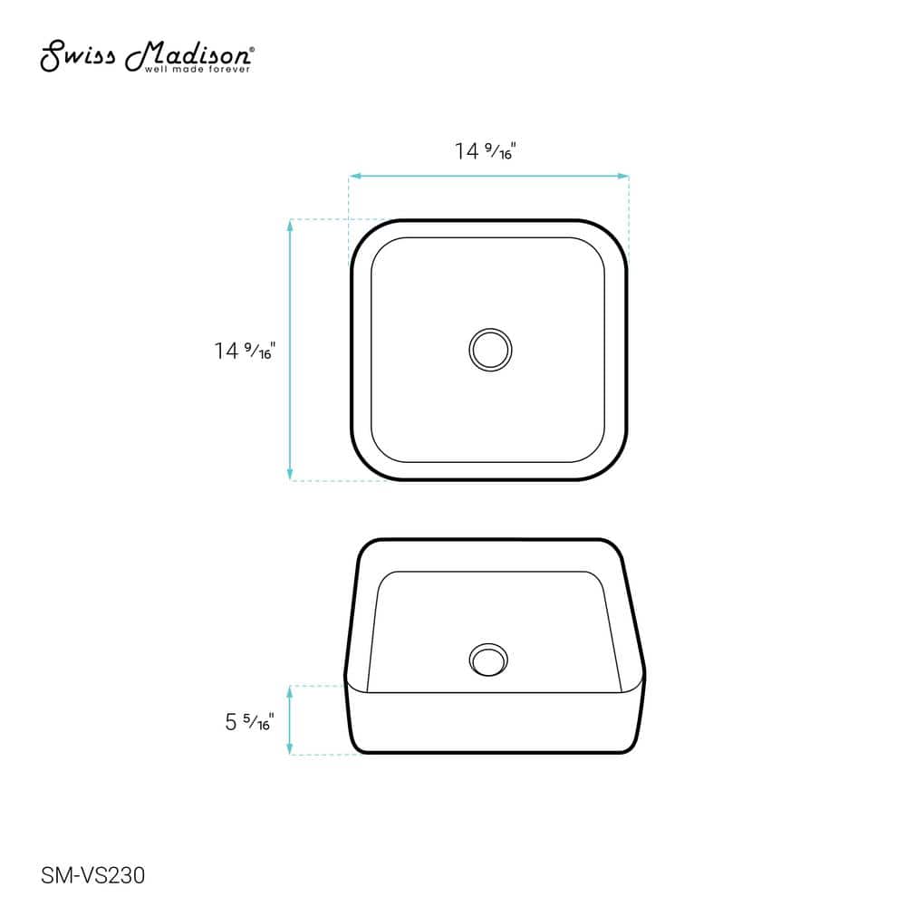 White Ceramic Square Above-Counter Vessel Sink