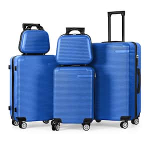 Luggage 5-Piece Sets, Horizontal Stripe Luggage Set with Spinner Wheels Durable Lightweight Travel Set Blue