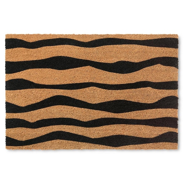 Ravine Abstract Black 24 in. x 36 in. Mountain Coir Door Mat