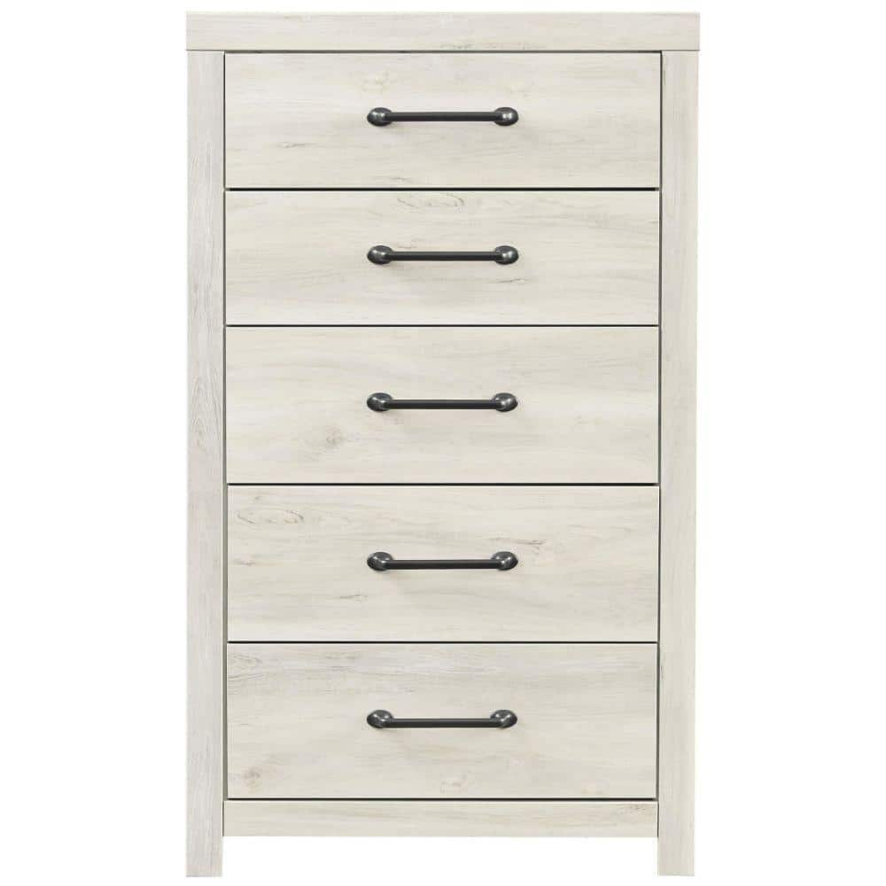 15.35 in. White 5-Drawer Wooden Chest of Drawers -  Benjara, BM207029