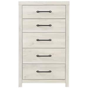15.35 in. White 5-Drawer Wooden Chest of Drawers