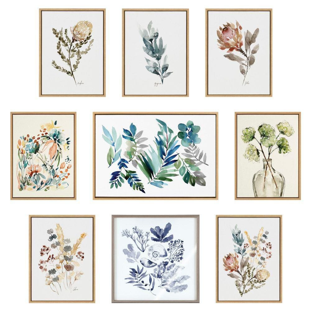 Gold Framed Botanical Greenery Vase Canvas Wall Art, 23" x 33"