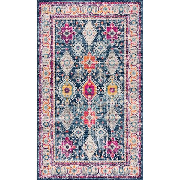 Savannah Navy 2 ft. 3 in. x 5 ft. Traditional Doormat Area Rug Entrance Floor Mat