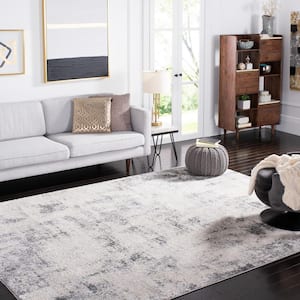 Aston Ivory/Gray 9 ft. x 12 ft. Abstract Distressed Area Rug