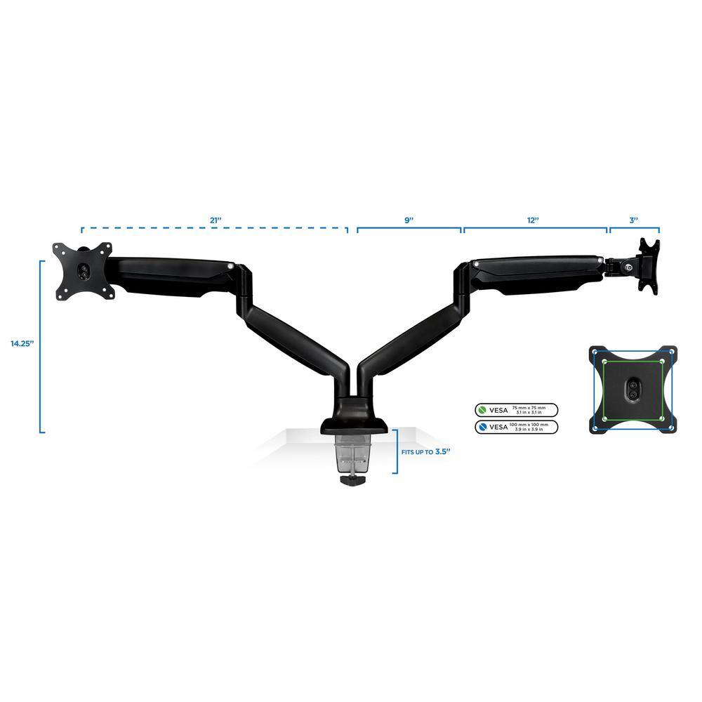 Dual Monitor Adjustable Arm Desk Mount with Gas Spring