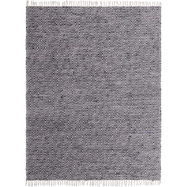 Unique Loom Chunky Jute Assam White Navy 7' 10 x 10' 0 Area Rug