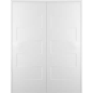Lester 56 in. x 80 in. Both Active Hollow Core Snow White Finished Composite Double Prehung Interior Door